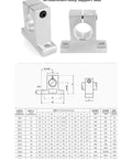 Rock Solid Linear Motion Shaft Guide Kit Featuring Four 20mm X 2450mm Case Hardened Aluminum Rods Paired With Eight SCS20UU Bearing Blocks And SK20 Supports For Smooth Pro Shop Automation - Aluminum support seat with dimensions.