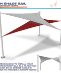 Turquoise Triangle Sun Shade Sail Canopy 12x12x17 Ft Waterproof UV Block Heavy Duty Polyester With D Rings installed on poles