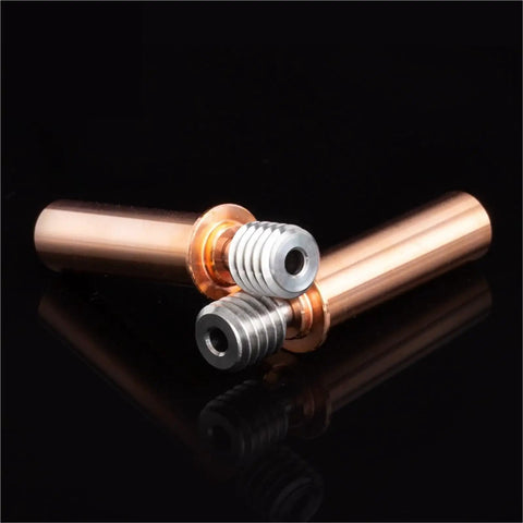 Top Shelf Titanium Bi Metal Heatbreak For Creality Cr 6 Se 3d Printer Hotend Upgrade Super Durable High Temp Flow For 1.75mm Filament Straight Up Legit Heat Dissipation And Killer Cooling 3 Pack, showing copper and titanium design.