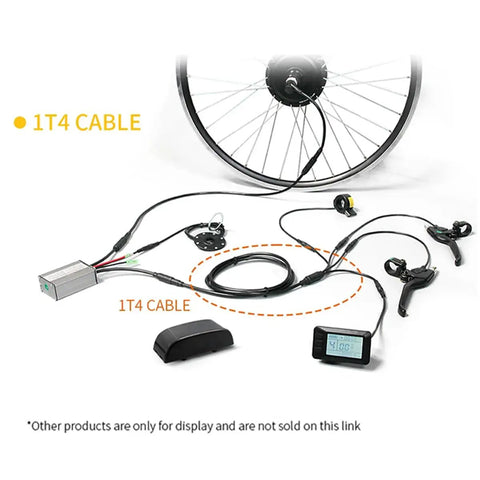Electric Bike Connector Kit 1T4 Extend Cable 105cm for Throttle E Brake and Display Wiring Harness with connectors visible.