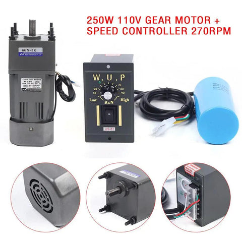 Heavy Duty Variable Speed Gear Motor For Garage Builds 110 Volt 120 Watt Single Phase Ac Unit with speed controller