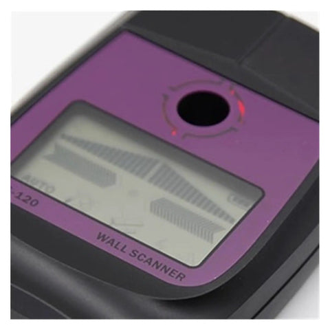 Digital Stud Finder And Wall Scanner Ace Up Your Sleeve For Hidden Metal Wood Copper Pipe AC Cable Live Wire Detection Deep Dive Up To 110mm Depth High Accuracy Saves You From A Drill Disaster 2Pc close-up of scanner display and controls