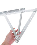 2 Pack Triangular Spring Lift Up Hinges For Sofa Beds And Furniture, hot rolled steel in silver, elevates sofa bed base angle view