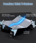 Premium thick V-surface dolly with anti-slip grip and smooth swivel wheels for Rock Solid Heavy Duty Wheel Dolly Set Of Four With Smooth Swivel Wheels For Cars And Trucks 6000 Lbs Capacity Garage Workshop Equipment Built Tough To Move Your Vehicle Without The Sweat.