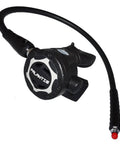 Backup Scuba Regulator With Non Adjustable Second Stage And 36 Inch 350 PSI Hose Silicone Mouthpiece Large Purge Button Black Finish