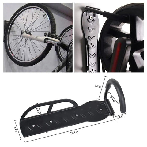 Heavy Duty Wall Mount Bike And E Scooter Hanger With Padded Tire Grooves No Fuss Install mounted on wall with bike tire.