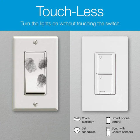 Comparison of fingerprint-smudged traditional switch and clean Smart Switch With Wall Plate For LED Lights And Fans, 5 Amp.