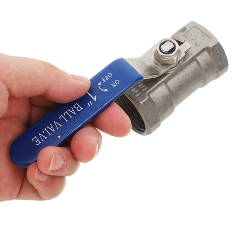 Heavy Duty Stainless Steel Ball Valve With Internal Threaded Fittings For Solid Water Pipe Networks held by hand.