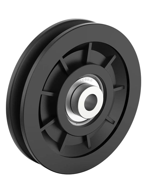 Premium Universal Nylon Bearing Pulley Wheel 90Mm with steel core, used for home gym cable rigs and garage doors.