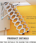 Automatic Telescopic Loft Ladder With Electric Lift For Attic Access And Rooftop Entry Built Tough, showcasing titanium-magnesium alloy and non-slip feet.
