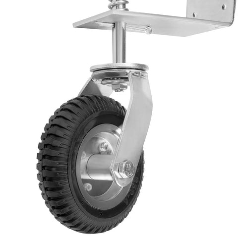 Tough As Nails 8 Inch Tire Flat Free Gate Wheel With Spring Loaded Suspension And Universal 200 Pound Capacity for outdoor gate use.