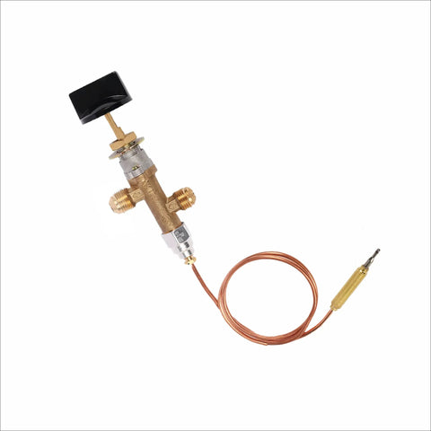 Low Pressure LPG Propane Gas Fireplace Fire Pit Safety Valve Kit With Thermocouple And Knob Switch Three Eighths Flare Inlet And Outlet Built