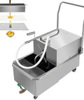 High Capacity Commercial Kitchen Deep Fryer Oil Filter Machine 550W Stainless Steel Mobile Cart with grease strainer setup.