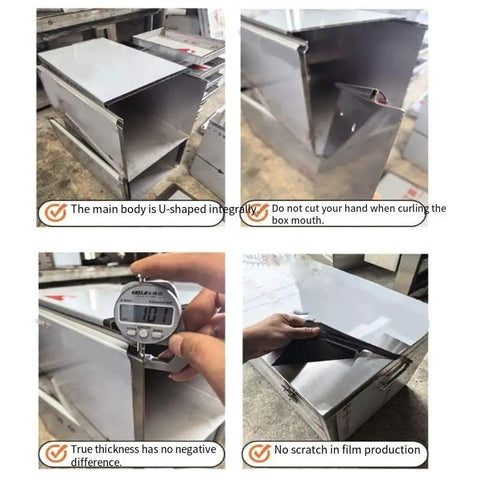 Heavy Duty Stainless Steel Rolling Toolkit With Removable Tray For Home Garage Auto Shop Gear And Power Tools Built Hella Tough And Slick Portable Storage Cabinet detailed views showing U-shaped design and thickness measurements.