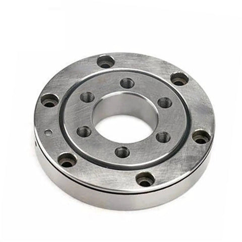 Crossed Roller Slewing Ring Bearing XU050077 40Mm X 112Mm X 21Mm Without Gear Teeth, showing a sleek metal design with mounting holes.