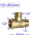 Brass One Half Inch Threaded Hose Connector Tee Joint Three Way Water Divider Pipe Fitting Adapter Set Of 10 Yellow Silver Plated Ideal For Garden Hoses Faucets Sprinklers And Irrigation Systems, 1/2 inch brass tee