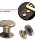 8Mm Flat Head Copper Brass Screws Nuts Rivets Set For Leather Craft And Accessories DIY Repair Kit For Luggage And Clothes