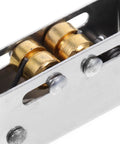 Close-up of Closet Door Ball Catch Kit With Adjustable Tension 10 Pairs Stainless Steel showing internal brass mechanism.