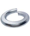 Built Tough One Inch Stainless Steel Lock Washers 18 8 Grade Split Ring Nuts With Solid Grip And Rust Resistant Coating 500 Pack close-up image of a durable silver split ring washer