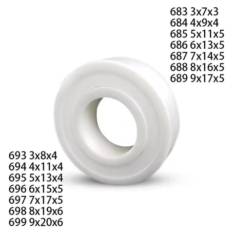 Rock Solid Zirconia Ceramic Bearings With Double Seals For Silky Smooth Rotation And Drop In Installation At 9X17X5MM ZrO2 precision kit view.