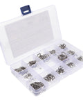 Internal And External Tooth Serrated Lock Washers Kit Heavy Duty Stainless Steel M2 To 12 with clear storage box compartments.