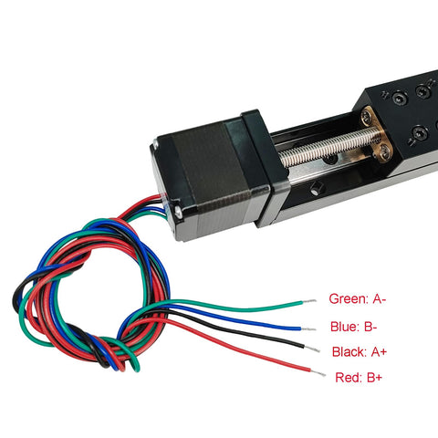 Compact Linear Rail Guide Actuator With 200mm Stroke T6x1 Lead Screw And NEMA11 Stepper Motor For DIY CNC Router Precise Positioning Lab And Inspection Equipment Easy Setup And Reliable Motion For Makers, wired view