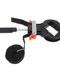 Quick Tension Adjustable Strap Clamp For Pro Level Woodworking And Swifter Picture Frame Assembly Featuring A Heavy Duty 32 Foot Nylon Webbing Strap with lever and strap detail.