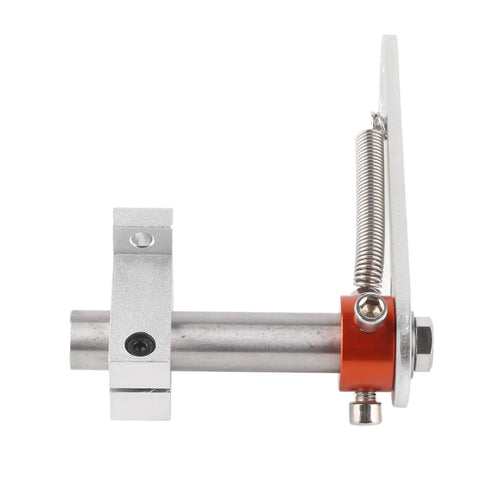 Side view of Beefy Heavy Duty Encoder Bracket Mounting Stand Built From Aluminum Alloy For Rugged Industrial Use With Anti Skid Base.