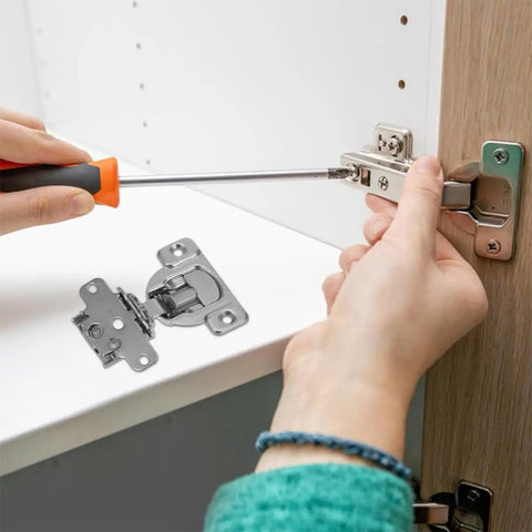 Installing Concealed Cabinet Door Hinges Two Pack With Soft Close Buffer For Inward Opening Cabinets using screwdriver.