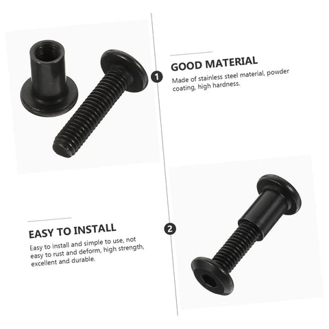 Tough As Nails M6x25 Stainless Steel Binding Post Screws For Leather Bags And Saddle Work showing durable black socket cap fasteners.