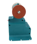Boss Level Mini Bench Grinder With 18V Cordless Battery For Super Smooth Metal Finishing And Precision Polishing plus side view of grinder with grit wheel.