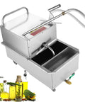 Heavy Duty Commercial Mobile Fryer Filter Machine With 550W Pump And 55 Liter Capacity Cart, stainless steel oil separator for effortless oil cleaning.