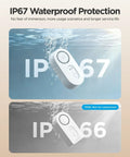 Smart Water Leak Detector With No Fuss Long Range 1804 Feet Wi Fi Sensor showing IP67 waterproof protection in water.