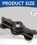 Product size image of Rock Solid Black Double Wing Flush Mounting Clips With Phillips Screws 24 Piece Kit, measuring 1-11/16 x 3/4 inches.