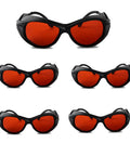 Bottom Line True Pro Level Laser Eye Protection With These Straight Fire Od6 Plus Safety Glasses in a five pack with red tint lenses.