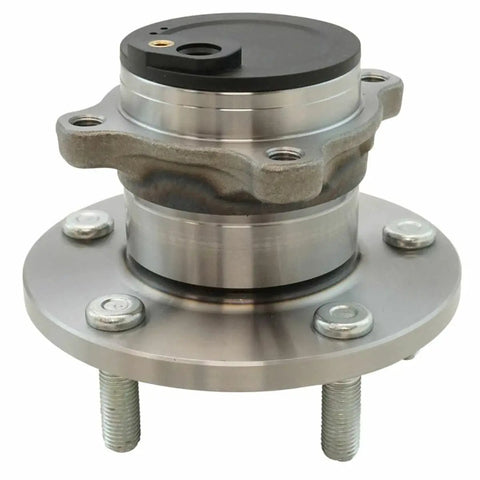 Rear Wheel Hub Bearing Assembly Pair For Mazda 3 2004-2013 close-up view showing ABS sensor mount and gray metal build.
