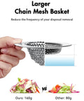 Reversible Chain Mesh Sink Strainer For Effortless Clean Up And Debris Catcher with comparison to smaller strainer and kitchen waste