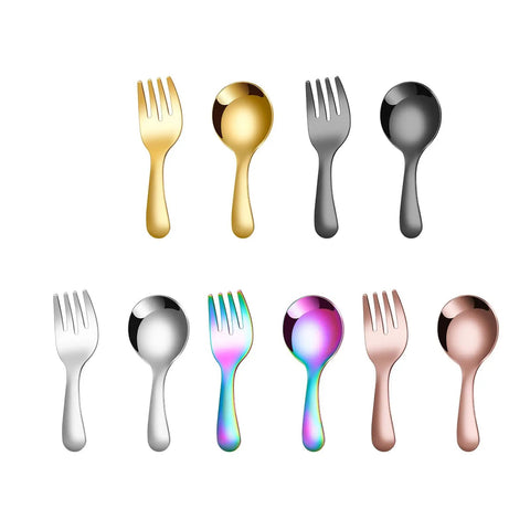 Assorted colorful designs of 2 Piece Portable Camping Cutlery Set With Spoon And Fork Stainless Steel for outdoor use