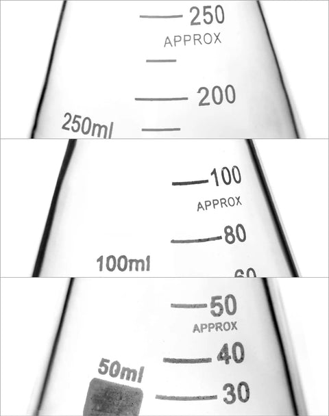Durable Borosilicate 3.3 Glass Erlenmeyer Flask Set With Three Sizes 50ml 100ml 250ml Graduated Conical Flasks With Glass Stopper