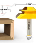 Lock Miter Router Bit Set For Fast Clean 90 Degree Joints With Interlocking Profile 3 Bit Kit 45 Degree Cut Half Inch Shank
