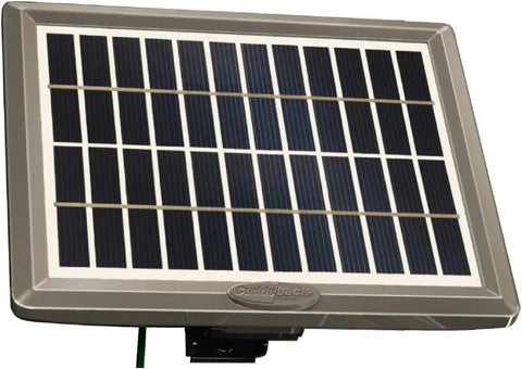 Keep Your Trail Cams Rolling Smooth All Season Long With This Top Rated Heavy Duty Solar Power Bank For CuddeLink And Tracks Two Pack Wildlife Monitoring Setup - solar panel with black cells and mounting hardware.