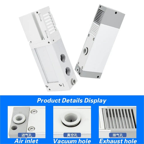 Industrial Multi Stage Vacuum Generator With Big Flow And Strong Suction For ZL112 K15 25LDD ZL212GN And DN Models shown with ports and details