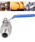 Heavy Duty 304 Stainless Steel 3/4 Inch Ball Valve With Male Thread For Plumbing And Job Sites Featuring PTFE Seals and blue lever