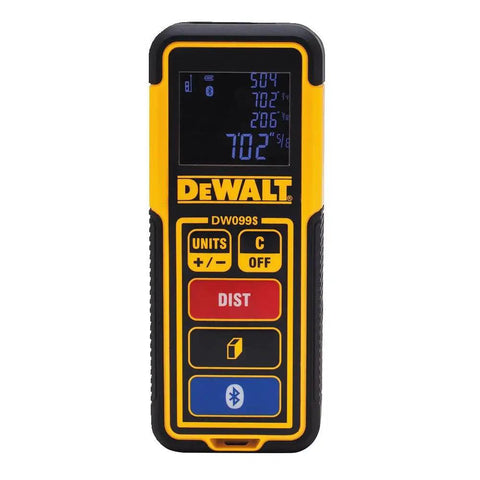 12V Max Cordless 3X360 Green Beam Line Laser With Bluetooth And Built-In Distance Meter Tool Auto-Leveling Accuracy And Magnetic Bracket showing digital display and control buttons.