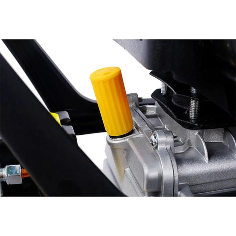 Heavy Duty 13 Gallon Air Compressor With Powerful 4.5HP Oil-Lubricated Motor And 115 Psi Horizontal Tank close-up of yellow pressure control knob.