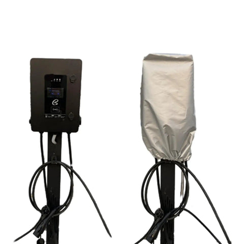 Heavy Duty Ev Charger Rain Cover For Electric Vehicle Stations Ultra Weatherproof Outlet Guard Box covering a charger.