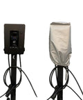 Tough As Nails Pro Heavy Duty EV Charger Box Cover For Electric Vehicle Charging Station, silver weatherproof cover mounted on unit.