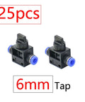All-In-One Garden Hose Fittings Kit With Twenty Five And Fifty Pieces No-Fuss Quick Connectors For One Half And Three Quarter Inch Hoses Includes Straight Head Elbow Tee Plug Diverter For 6mm And 8mm Tubing Yellow Leak-Free, 25 pcs 6mm tap adapters