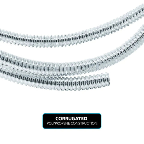 Rad 72 Inch Chrome Wire Loom Durable Corrugated Polypropylene Tubing showing multiple lengths in shiny finish.