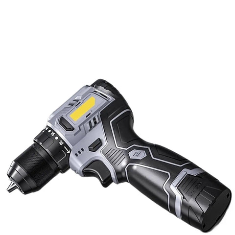 Heavy Duty Cordless Electric Drill and Mini Screwdriver With Rechargeable Lithium Battery Compact Power Driver Tool For Rapid Home Repairs and Quick Diy Tasks Hella Reliable Operation Guaranteed, close-up of drill.